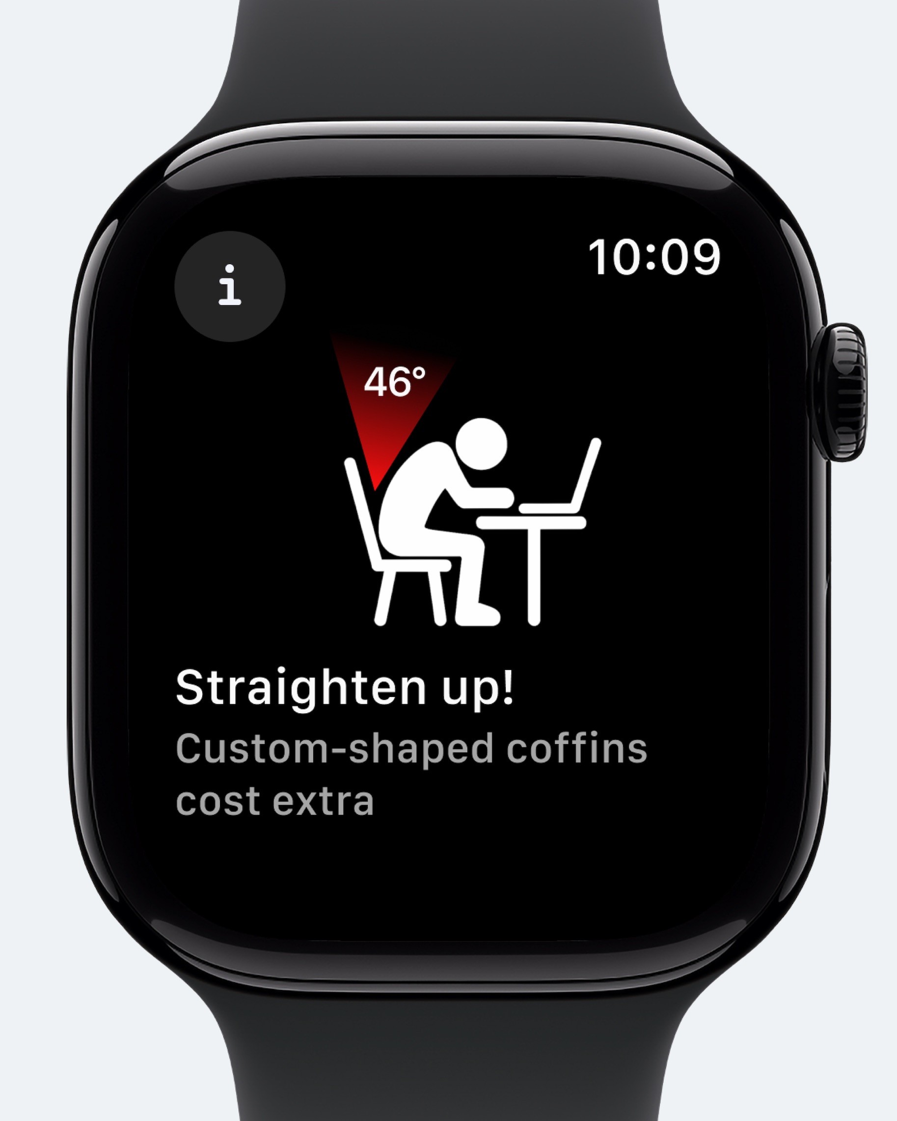 Концепт: уведомление Apple Watch о неправильной осанке с углом наклона спины в Apple Health