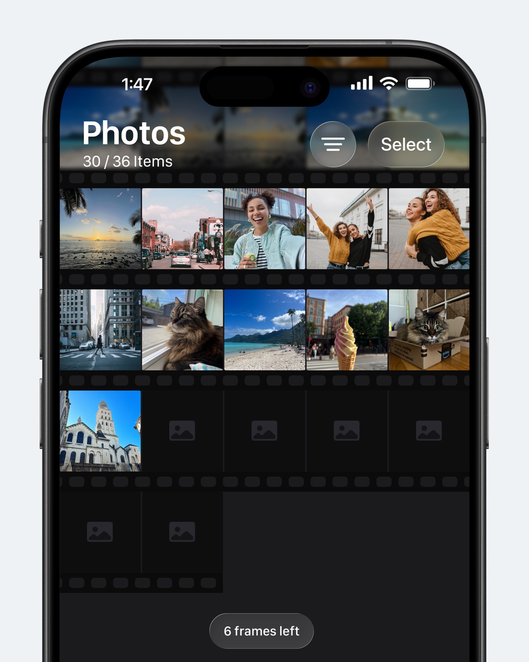 Концепт: приложение Камера iOS с лимитом на количество фотографий и счётчиком оставшихся кадров