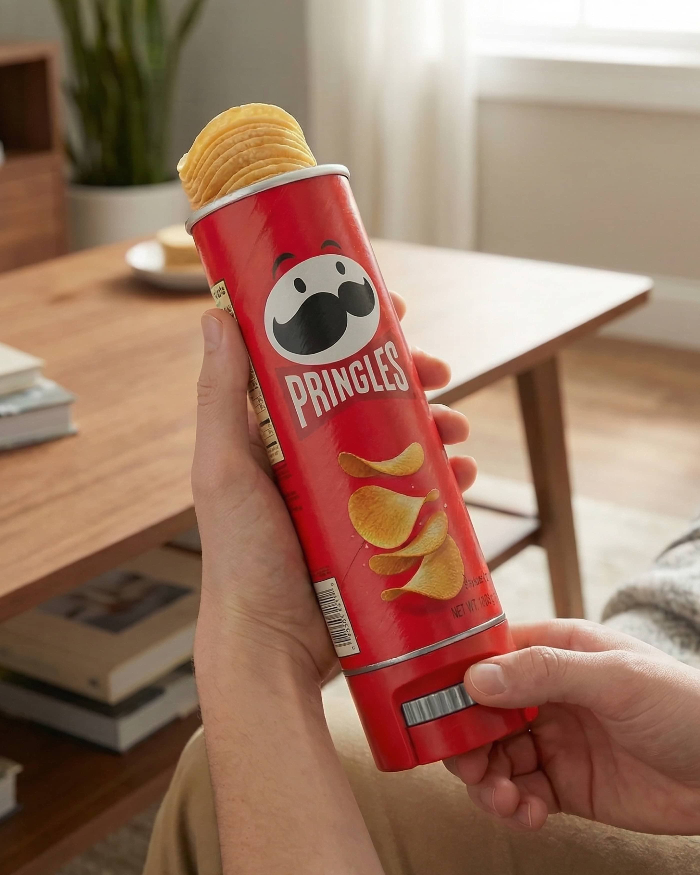Концепт: пачка Pringles с выдвижным механизмом для IRL
