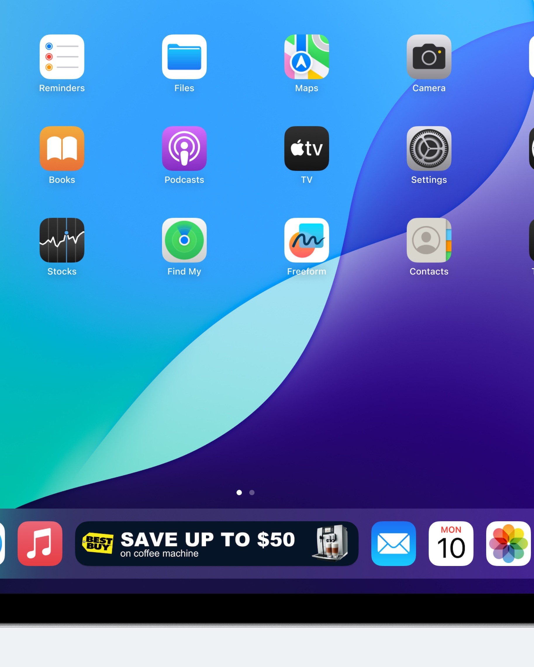 A digital tablet screen displaying app icons and a status bar at the bottom with various indicators.
